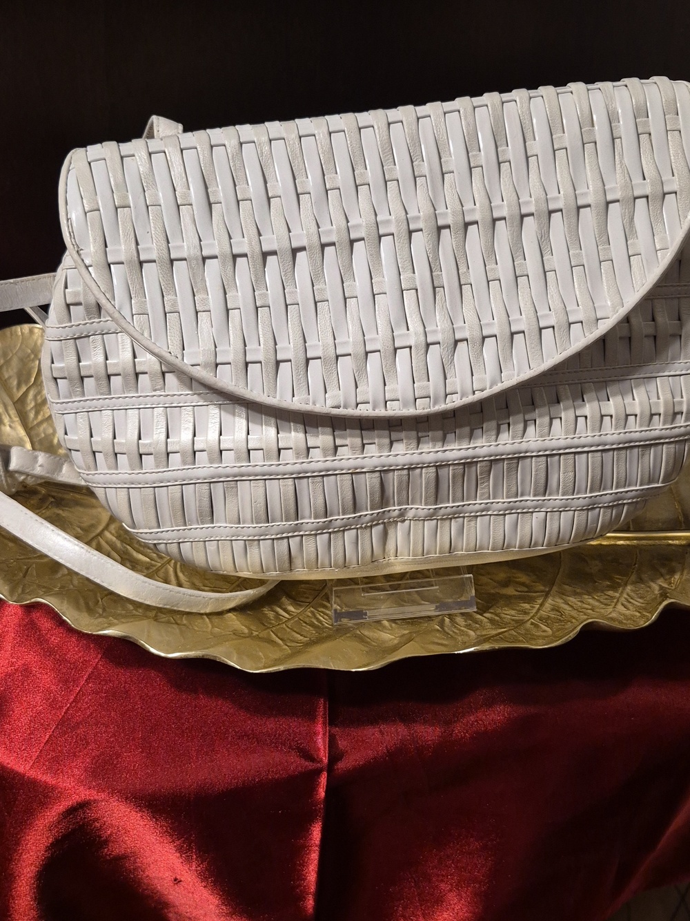 SHARIF 🌼🐝 Woven White Leather Crossbody/Shoulderbag 🌼🐝 Perfect VINTAGE LUXE!